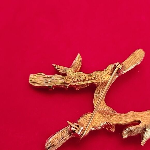 Vintage Signed Sarah Cov Gold Plated Initial H Brooch Pin - Picture 3 of 4